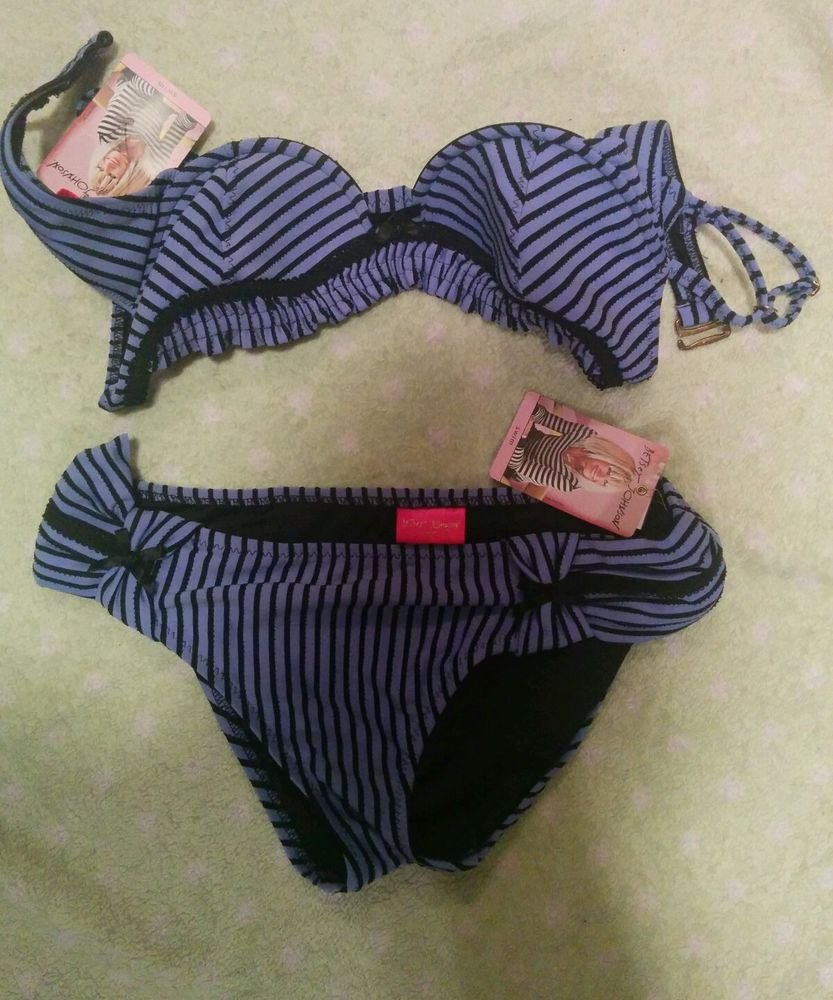 Betsey Johnson Swimsuit bikini set BLB Large L, Multi-Color