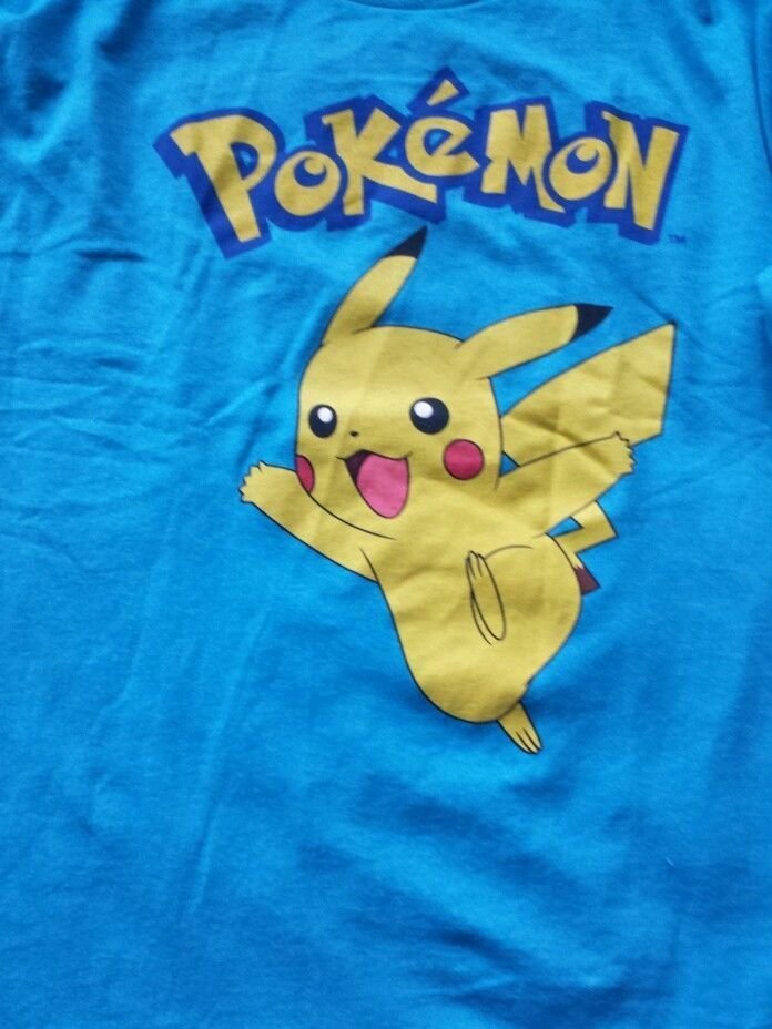 Tee shirt , Pokemon men's XL tshirt , Blue, Polyester and long Sleeve Nintendo