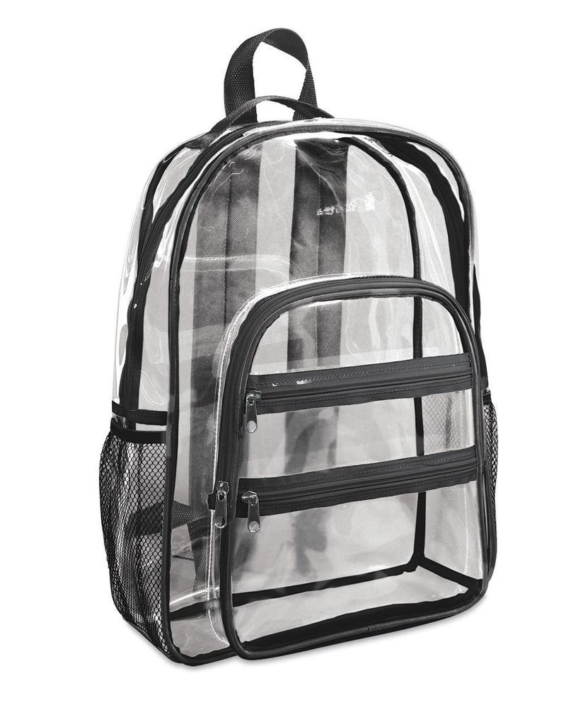 Clear plastic backpack - Valubag Brand New Black See Through Security Plastic