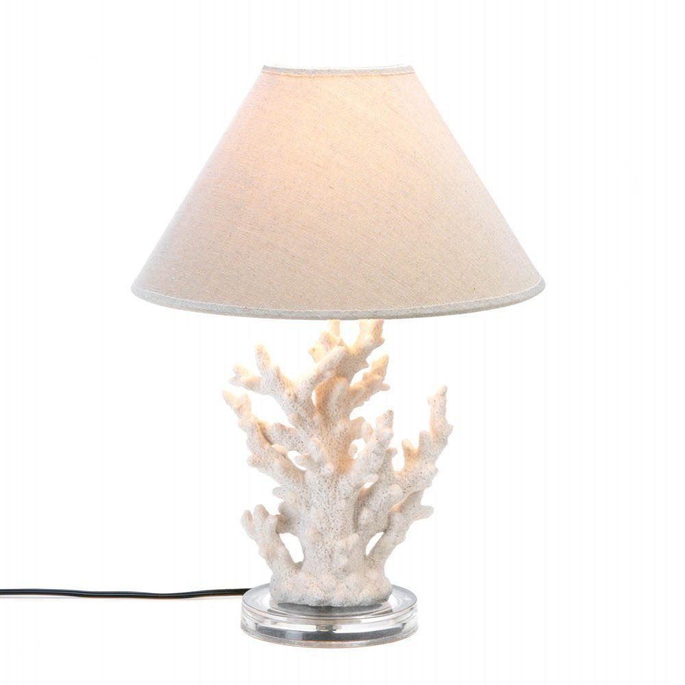 White Coral Table Lamp - Polyresin glass - 13 3/4" x 13 3/4" x 18
