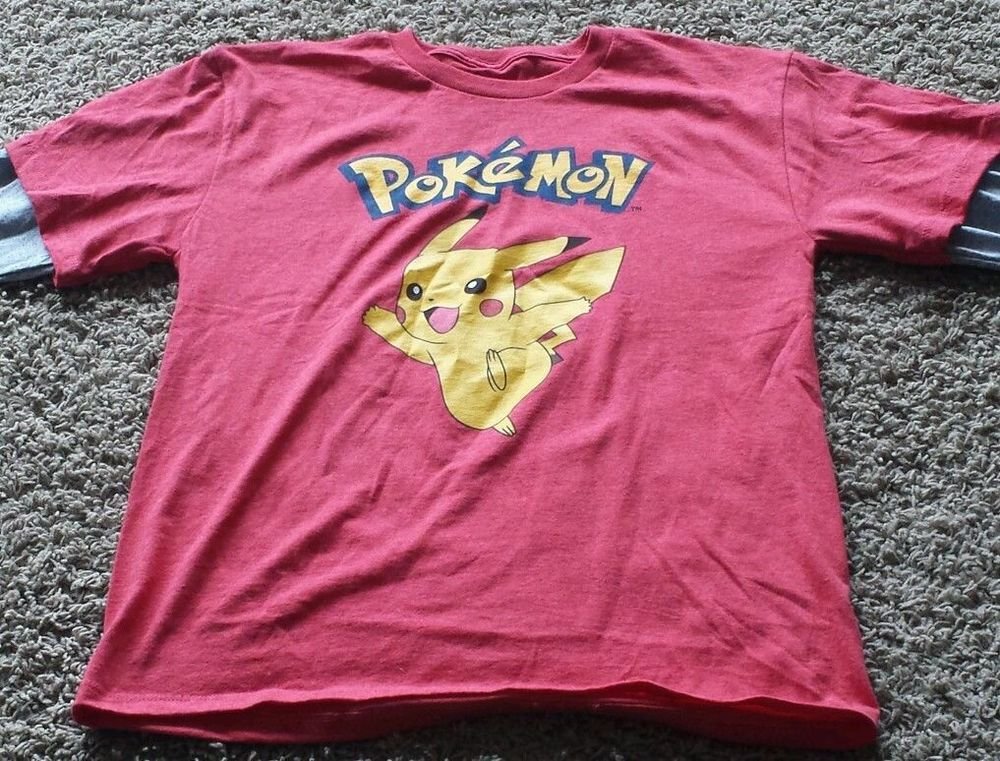 Pokemon t shirts for men - Red T-shirt : Flannel, Graphic Tee, Nintendo and XL