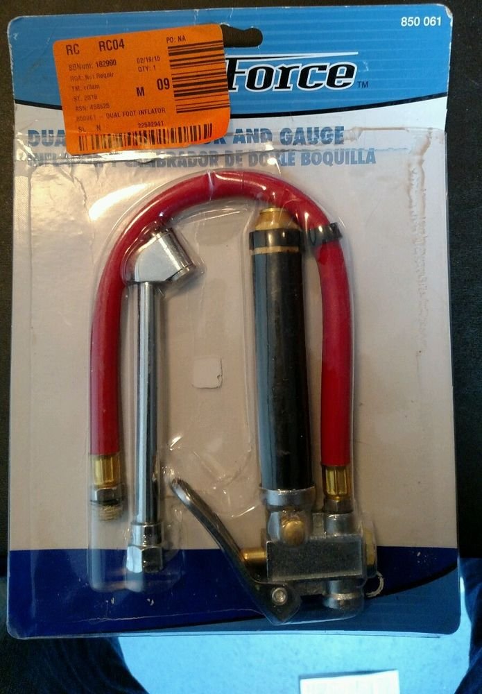 Professional Tire Air Inflator Gauge w/ Dual Foot Chuck