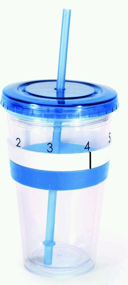 AquaTally Hydration Tracking Cup AquaTallymn, Blue, Plastic and Water Bottle