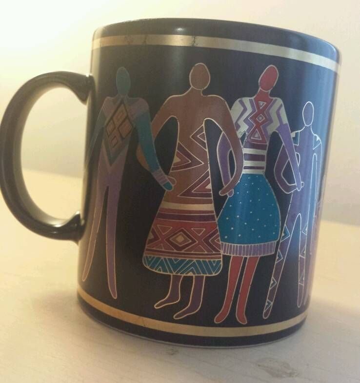Laurel Burch Familia del , Mundo coffee mug - Made in Japan 1988 Laure Burch