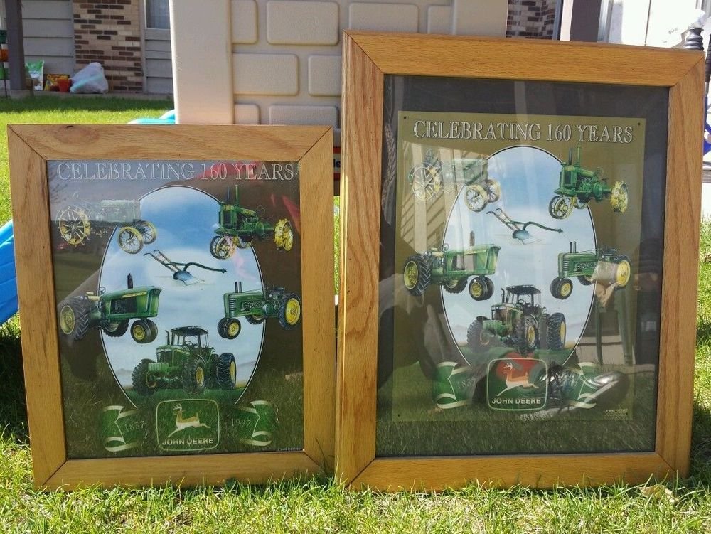 John Deere Celebrating 160 years 1837 to 1997 Framed John Deere Advertising Sign