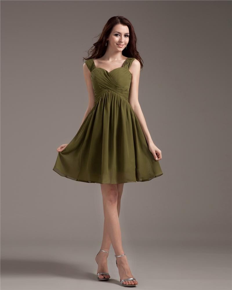 Elegant Strap Knee-Length Georgette Bridesmaids Dresses