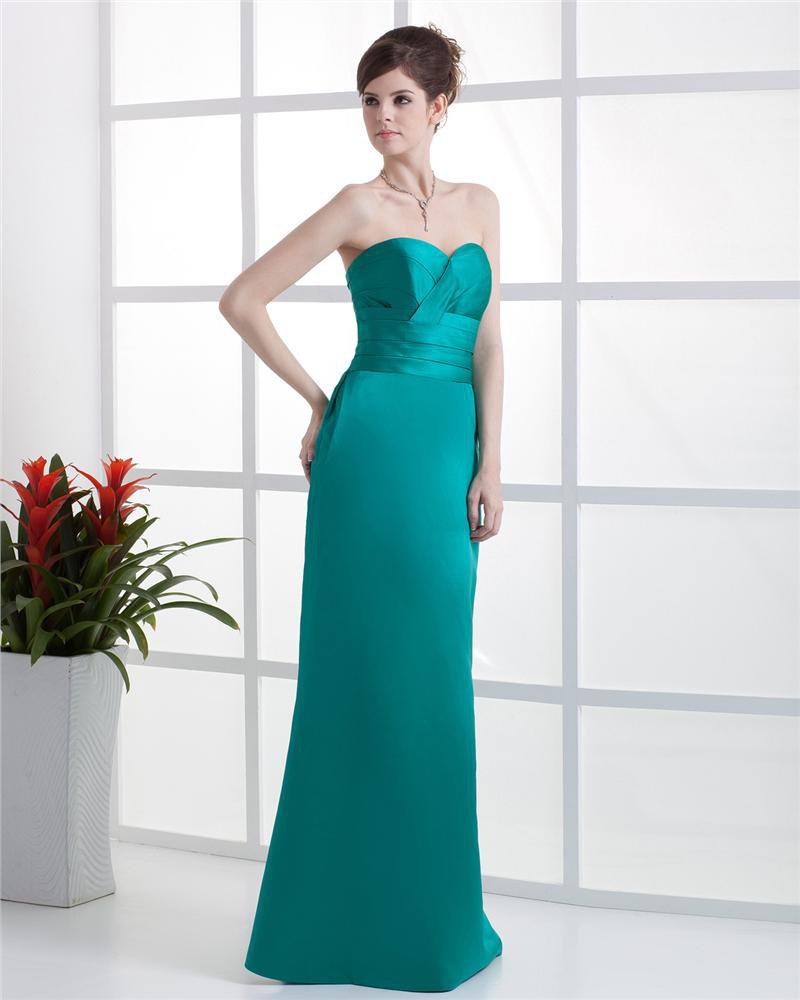 Sweetheart Ruffle Sleeveless Zipper Floor Length Charmeuse Woman Bridesmaid Dresses