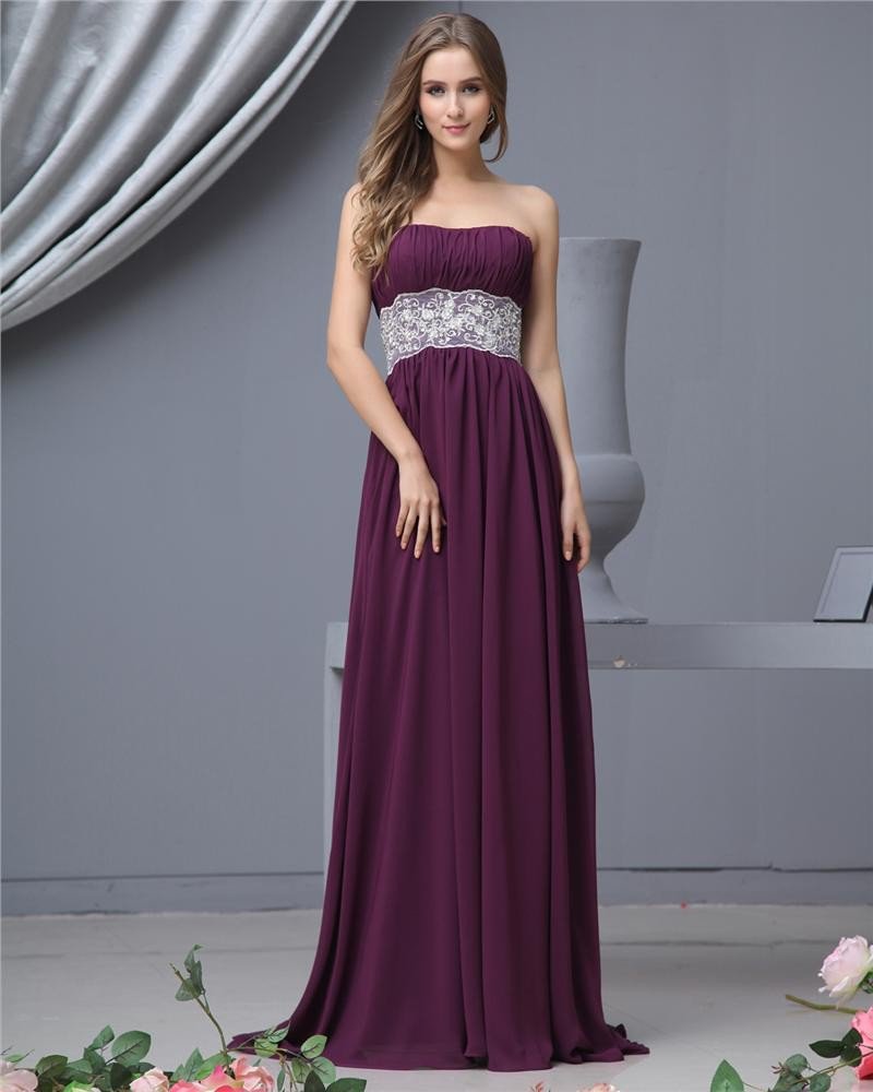 Sash Sweetheart Chiffon Floor Length Bridesmaid Dress Gown