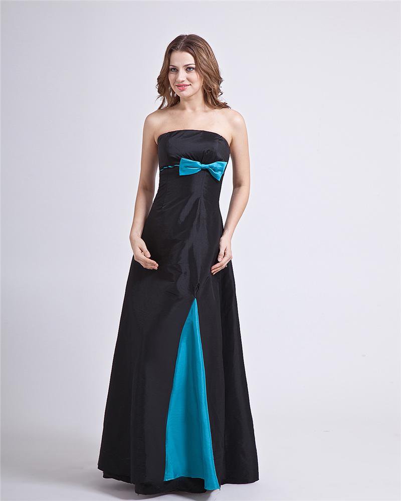 Square Bowknot Organza Floor Length Backless Bridesmaid Dress