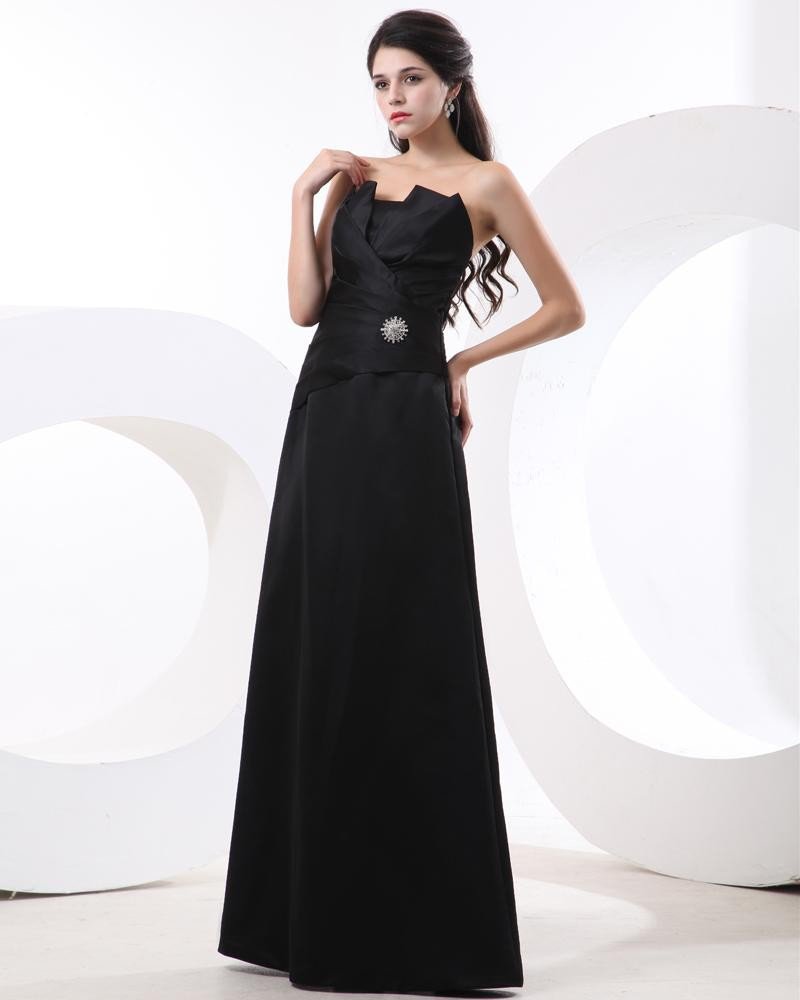 Satin Ruffle Sash Floor Length Bridesmaid Dress Gown