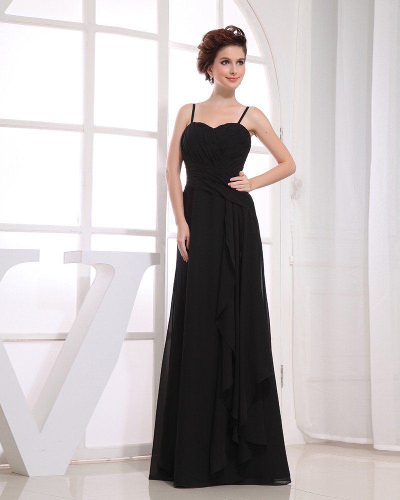 Sweetheart Neckline Floor Length Sleeveless Pleat Chiffon Empire Bridesmaid Dress