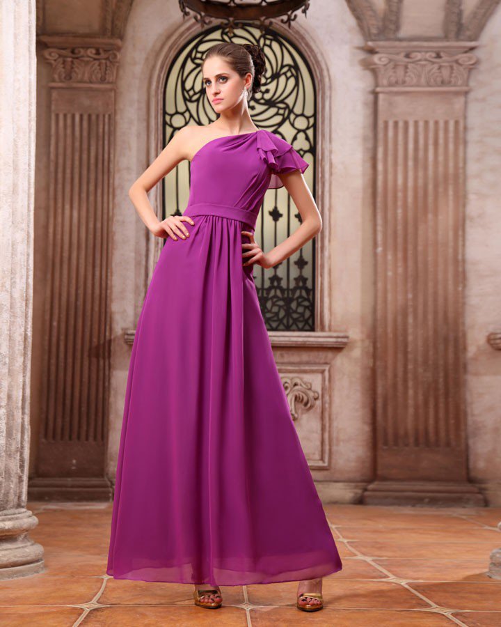 Modern Chiffon One Shoulder Floor Length Bridesmaid Dresses