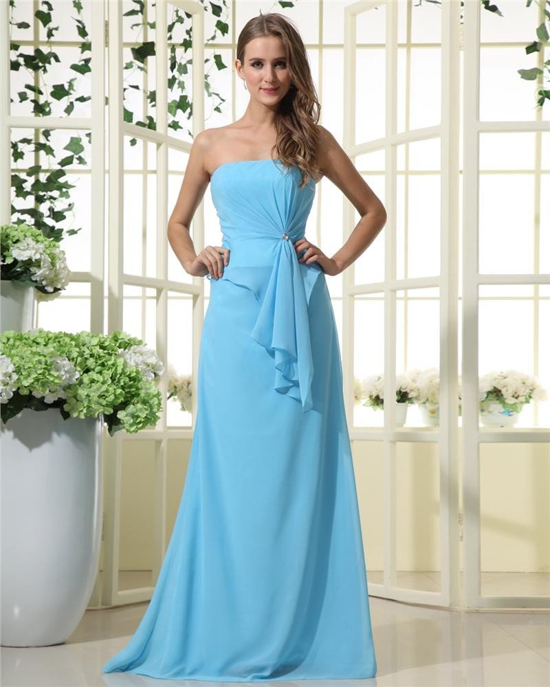 Stylish Ruffles Strapless Chiffon Bridesmaid Dresses