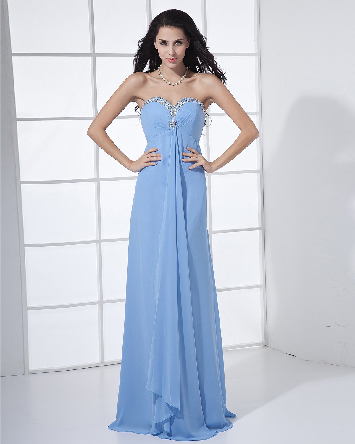 Chiffon Beading Sweetheart Floor Length Bridesmaid Dresses