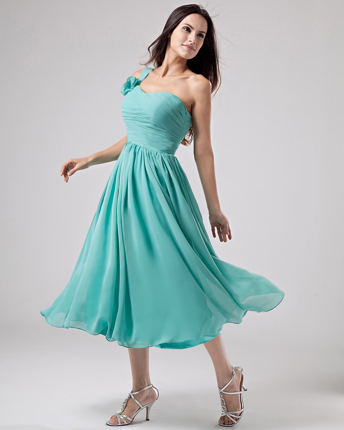 Empire One Shoulder Chiffon Bridesmaid Dress