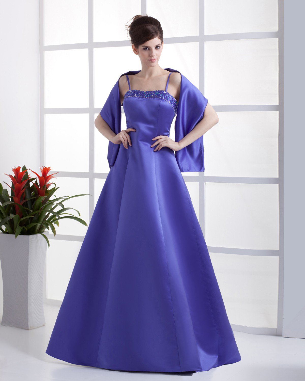 Satin Spaghetti Straps Ruffle Floor Length Bridesmaid Dresses