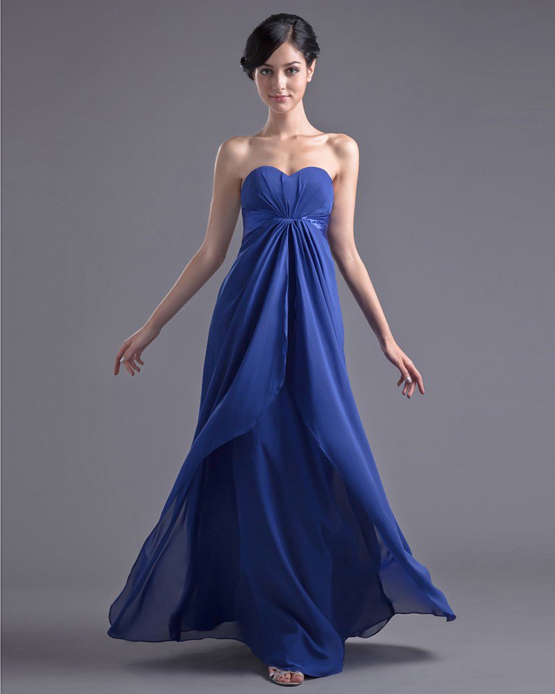 Fashion Chiffon Pleated Sweetheart Floor Length Bridesmaid Dress