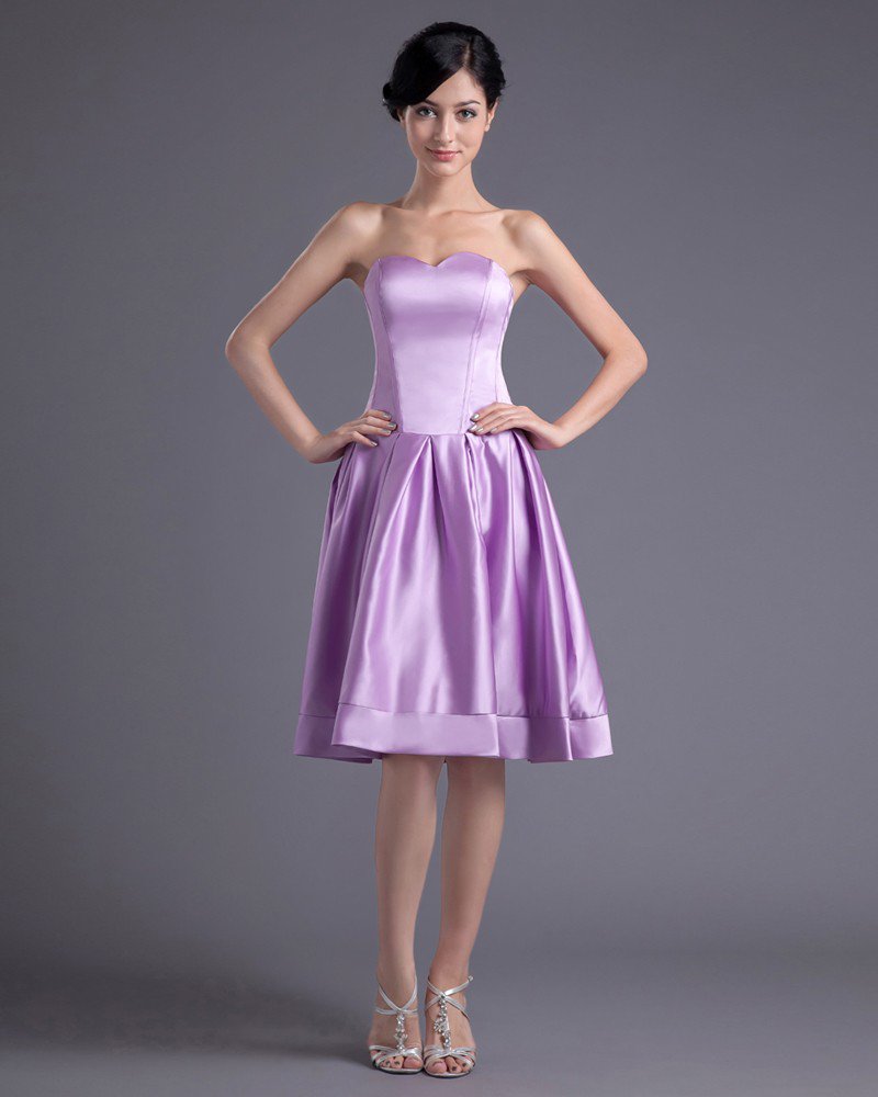 Fashion Satin Sweetheart Knee Length Bridesmaid Dress