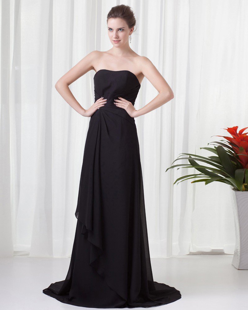 Super Charming Style Strapless Floor Length Pleated Beading Chiffon Bridesmaid Dress