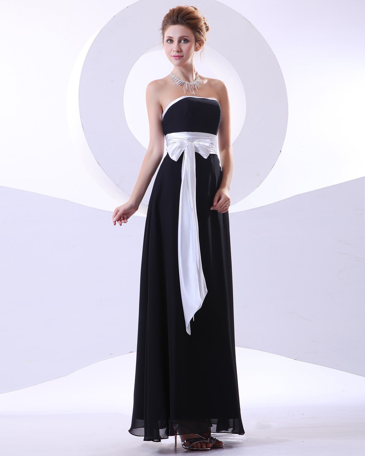 Charming Chiffon Sash Strapless Floor Length Bridesmaid Dresses