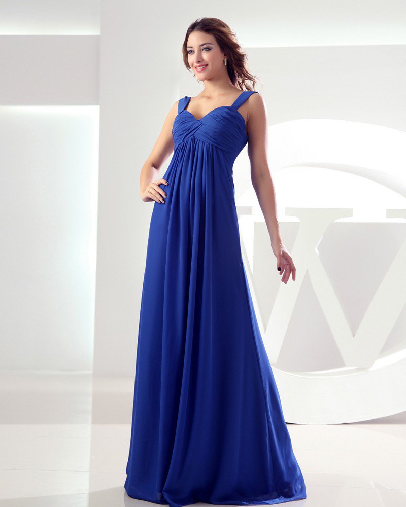 Sweetheart Sleeveless Pleated Zipper Floor Length Chiffon Woman Bridesmaid Dress