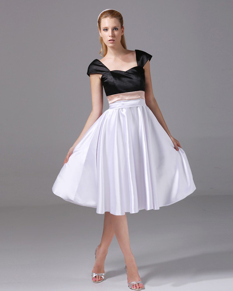 Imitation Silk Square Knee Length Color Matching Bridesmaid Dresses