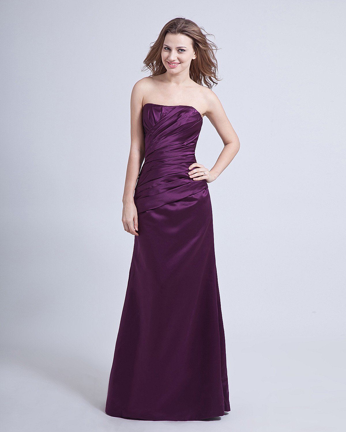 Taffeta Ruffle Strapless Floor-Length Bridesmaid Dresses