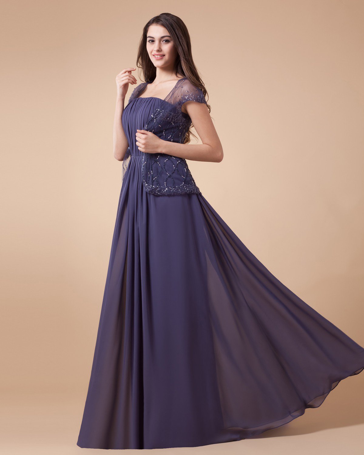 Appliques Empire Floor Length Mothers Special Guests Dresses Set 2Pcs