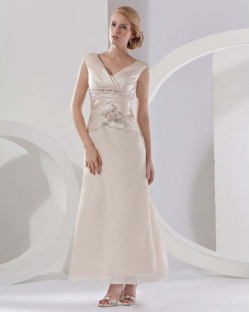 Satin Ruffle Shoulder Straps Floor Length Mothers Of The Bridal Dresses
