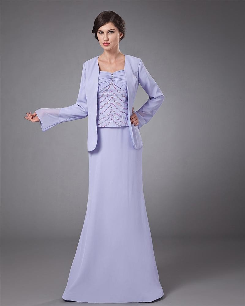 Chiffon Ruffle Coat Floor Length Mothers of Bride Guests Dresses
