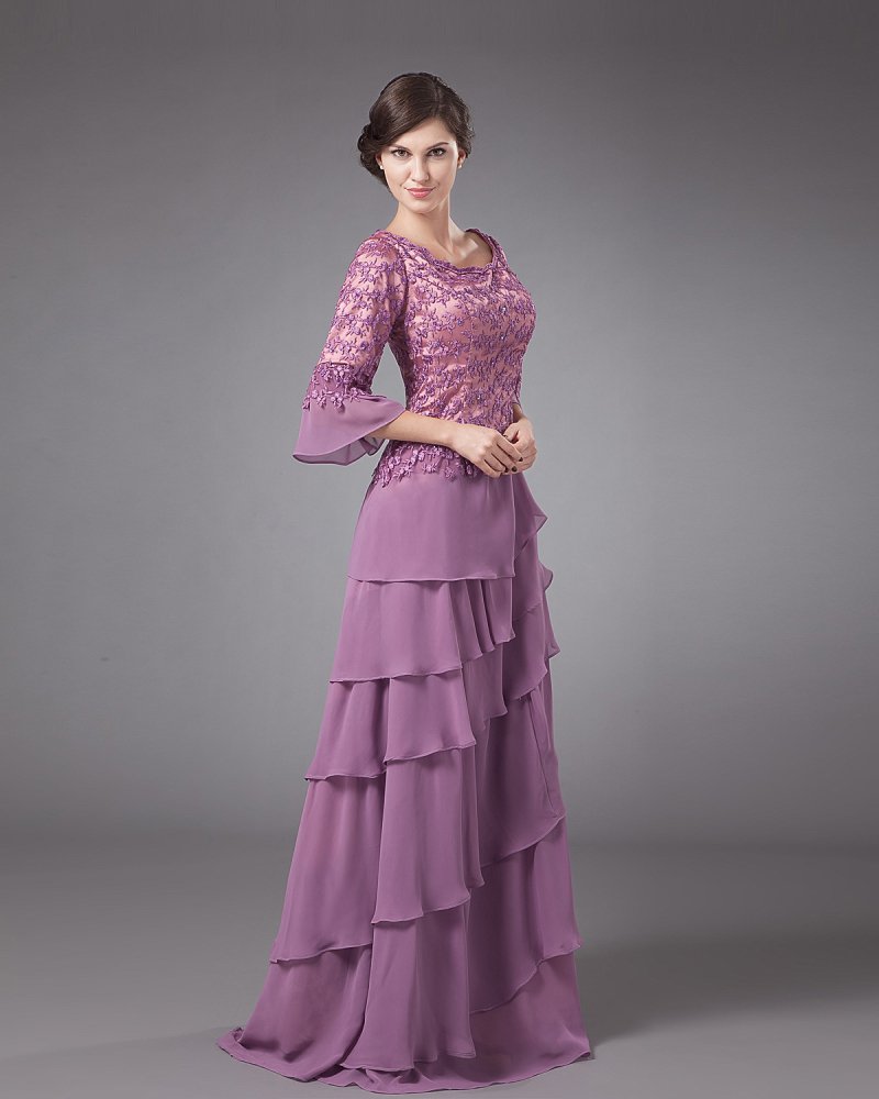 Absorbing Jewel Floor Length Chiffon Lace Mothers of Bride Special Guests Dresses