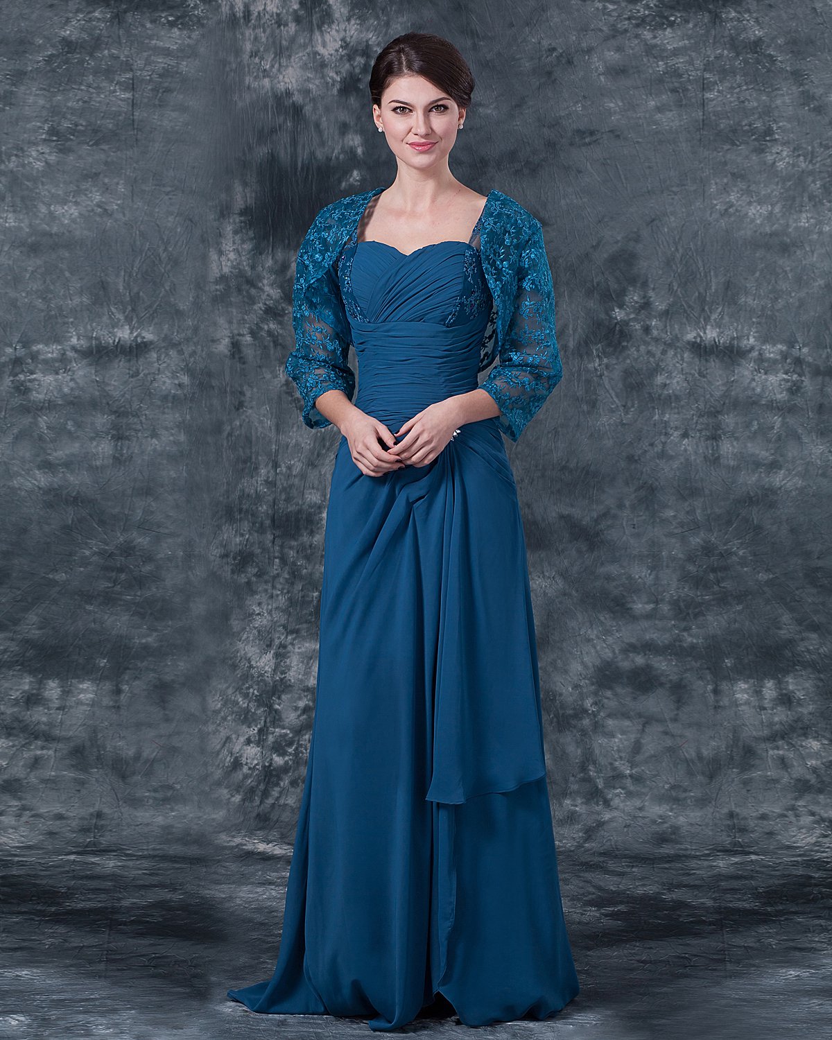 Chiffon Sweetheart Ruffle Floor Length Mothers of Bride Guests Dresses