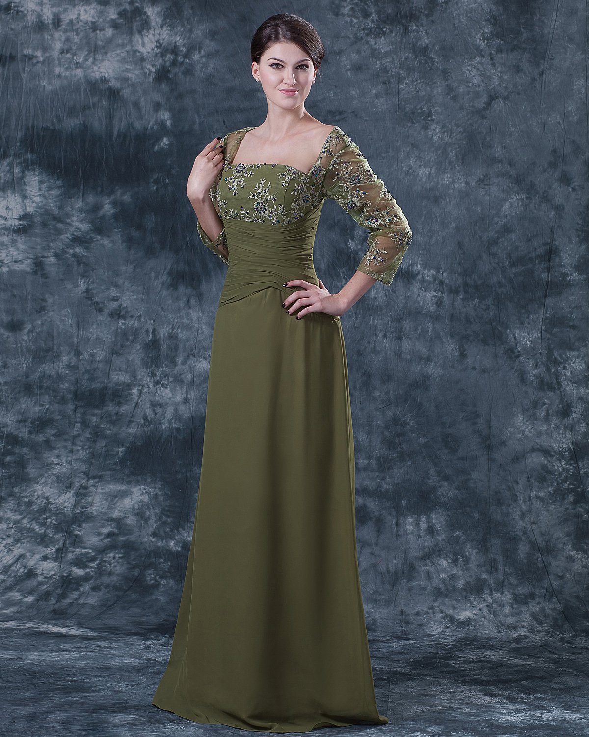 Fabulous Square Ankle Length Chiffon Lace Beading Mother of the Bride Dress