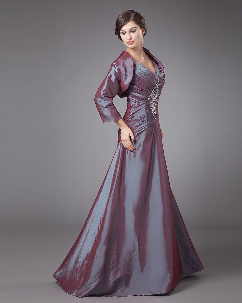 Taffeta Applique Spaghetti Strap Mothers of Bride Dresses