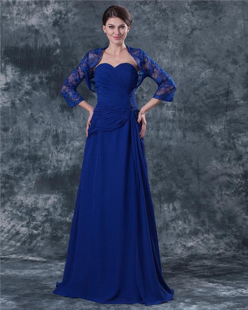 Sweetheart Floor Length Lace Chiffon Mothers of Bride Special Guests Dress