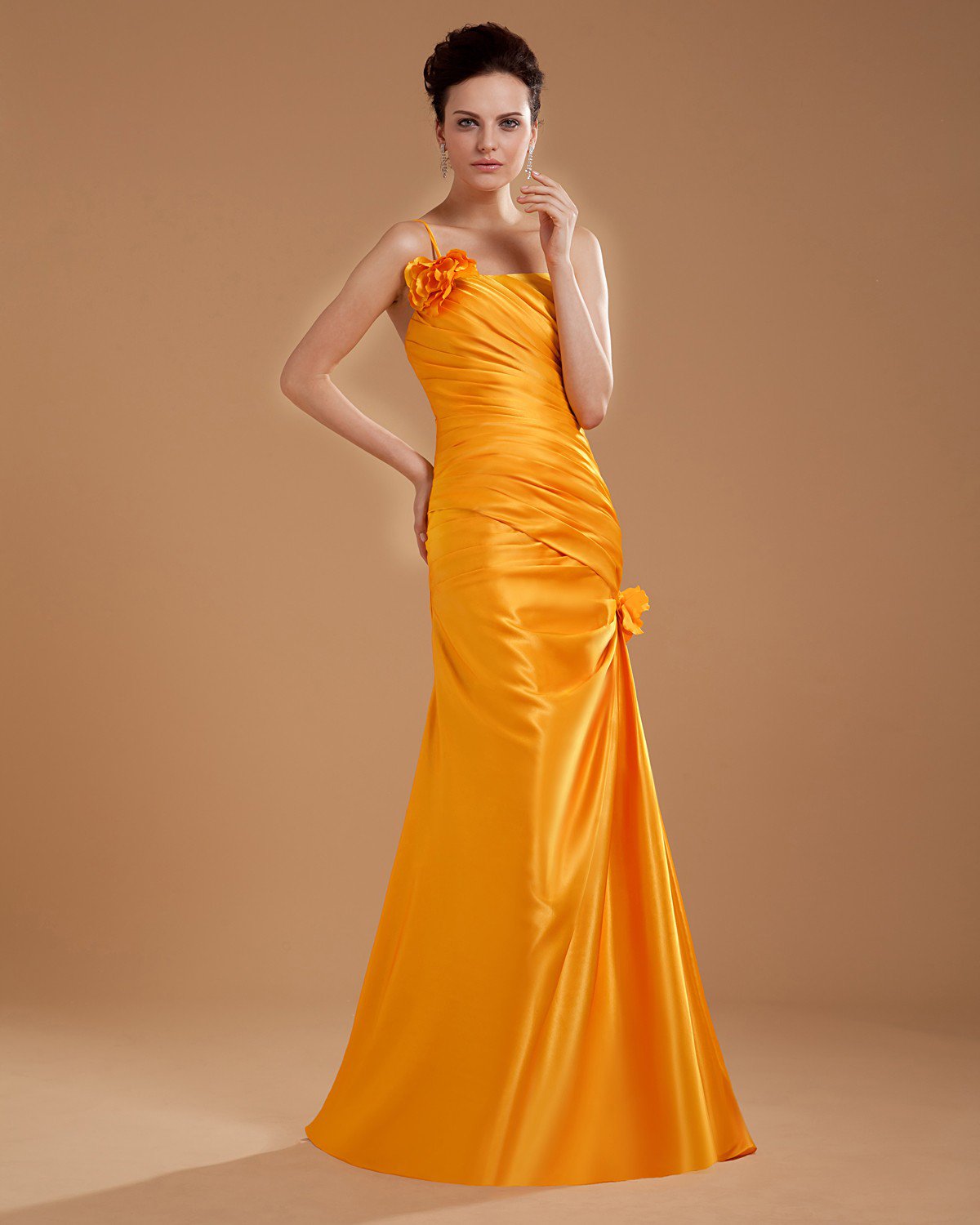 One Shoulder Flower Floor Length Mothers of Bride Guests Dresses