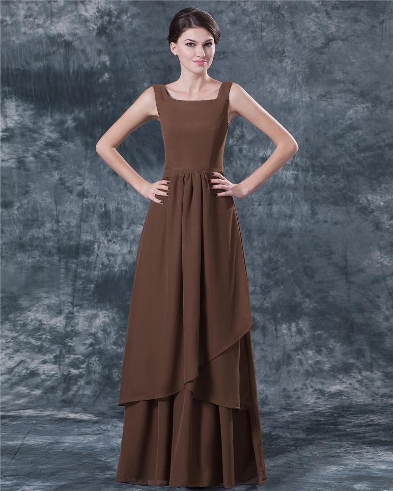 Fashion Ruffle Layered Chiffon V Neck Ankle Length Mothers of Bride Guests Dresses