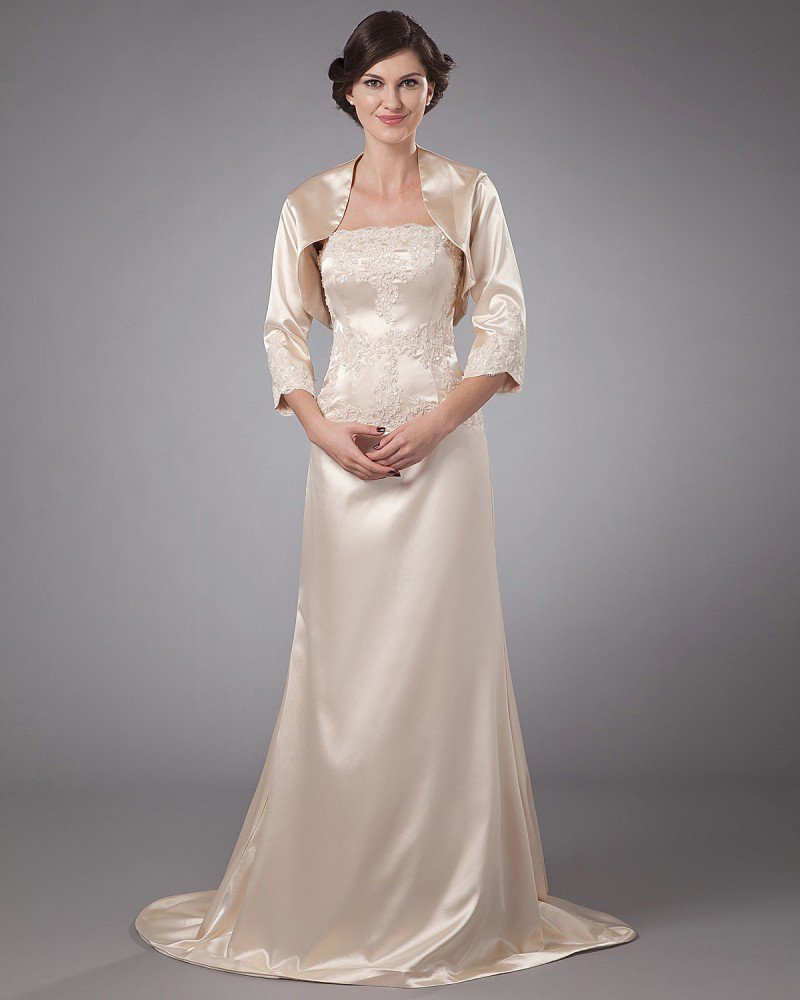 Satin Floor Length Ruffle Mothers of Bride Guests Dress
