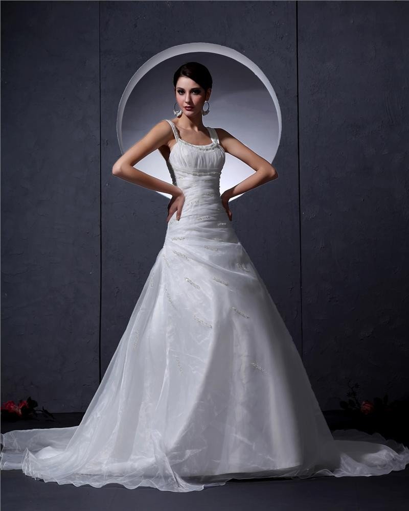 Embroidery Scoop Court Mermaid Bridal Gown Wedding Dress