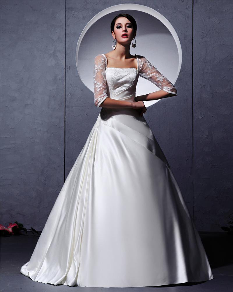 Long Sleeve A-line Wedding Gown Dress