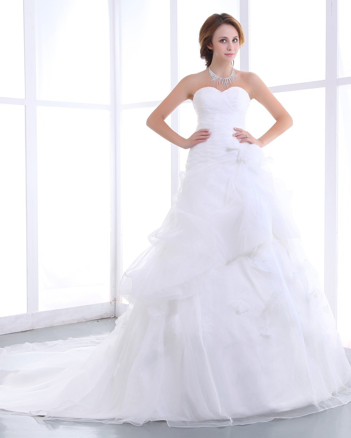Elegant Mermaid Strapless Organza Satin A-Line Wedding Dress
