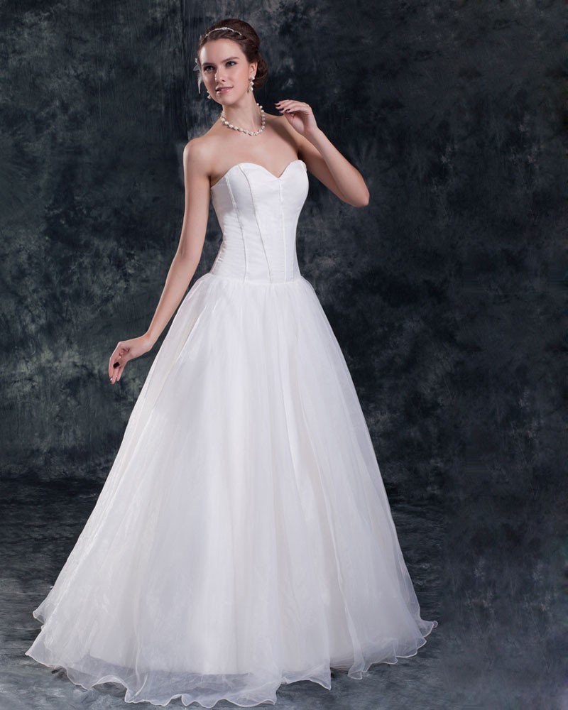 Organza Floor Length Sweetheart Ball Gown Women A Line Wedding Dress