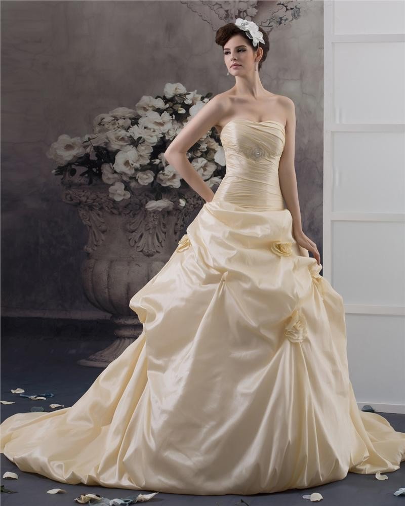 Sweetheart Cathedral Train Taffeta A Line Wedding Dress