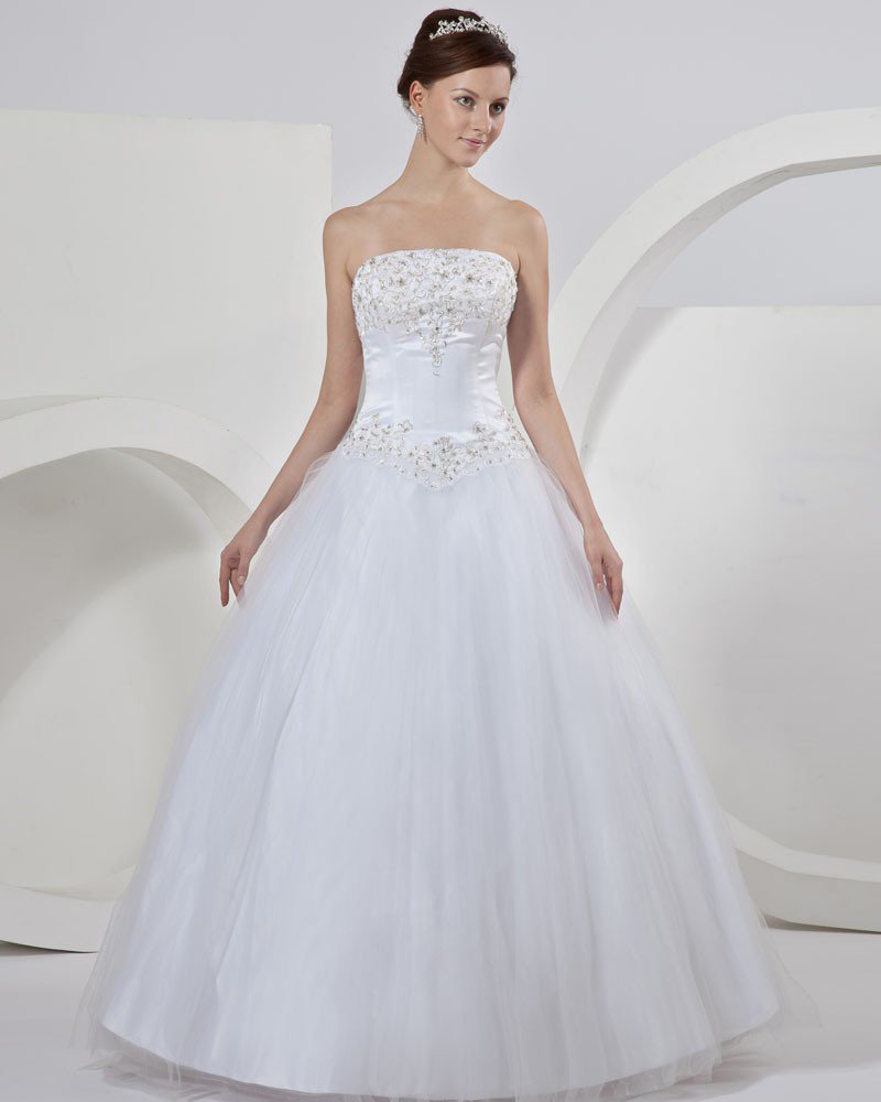 Stylish Tulle Embroidery Ball Gown Wedding Dress