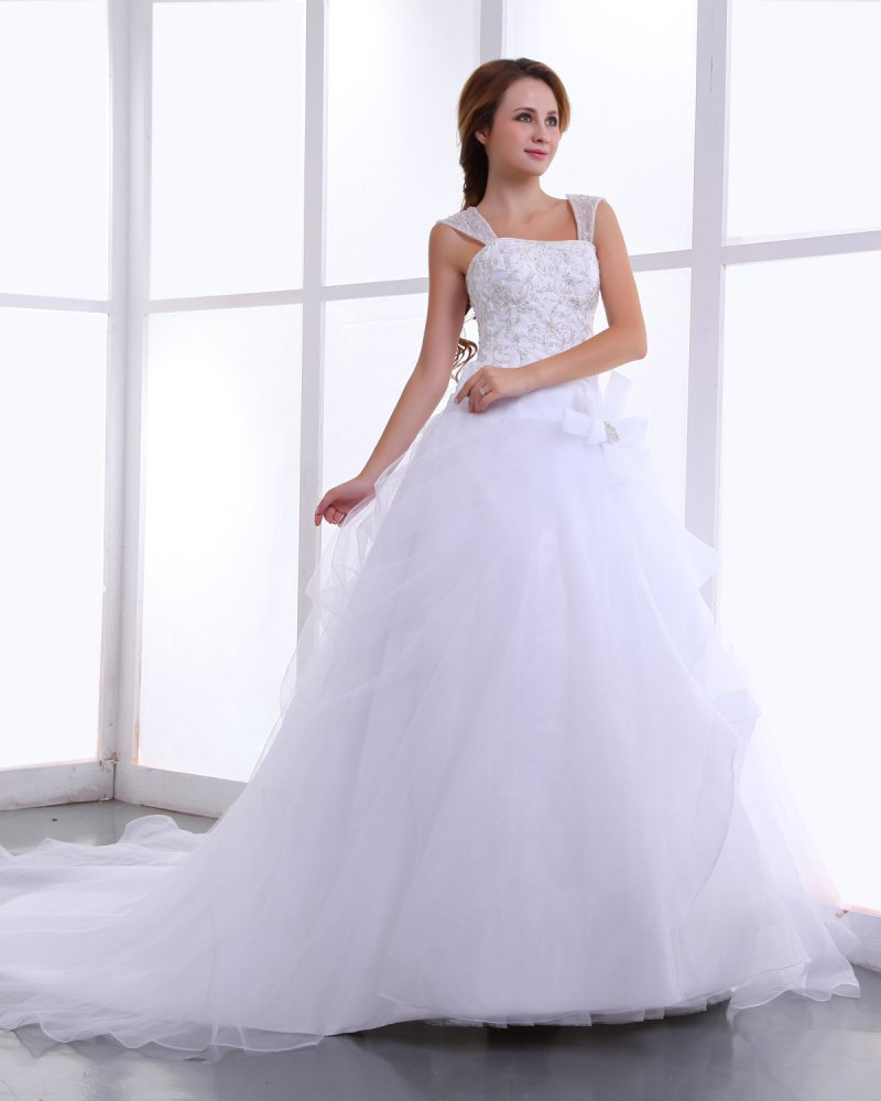 Sweetheart Organza Embroidery Bead Ball Gown Floor Length Wedding Dress