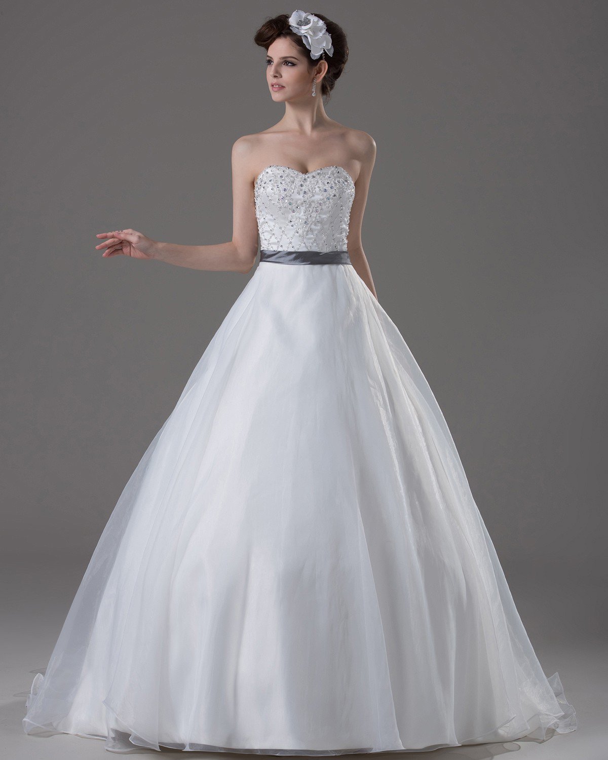 Sweetheart Beading Paillette Floor Length Yarn Ball Gown Wedding Dress