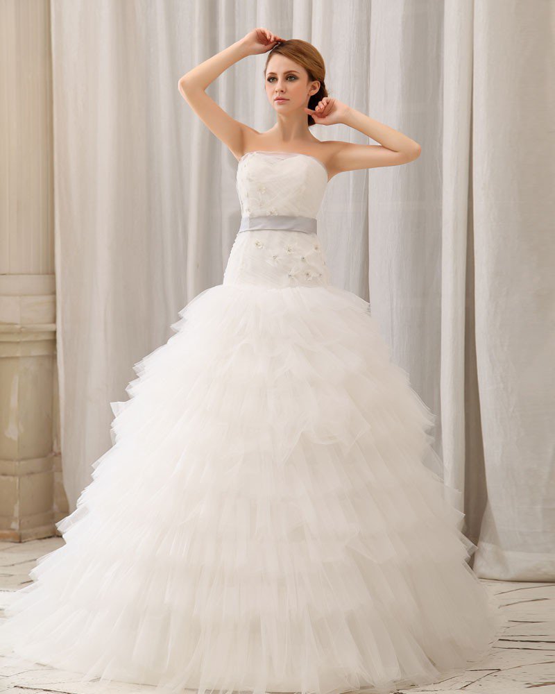 Gauze One Shoulder Monarch Ball Gown Wedding Dress