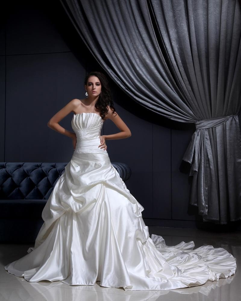 Pleated Ruffles Court Mermaid Bridal Gown Wedding Dress