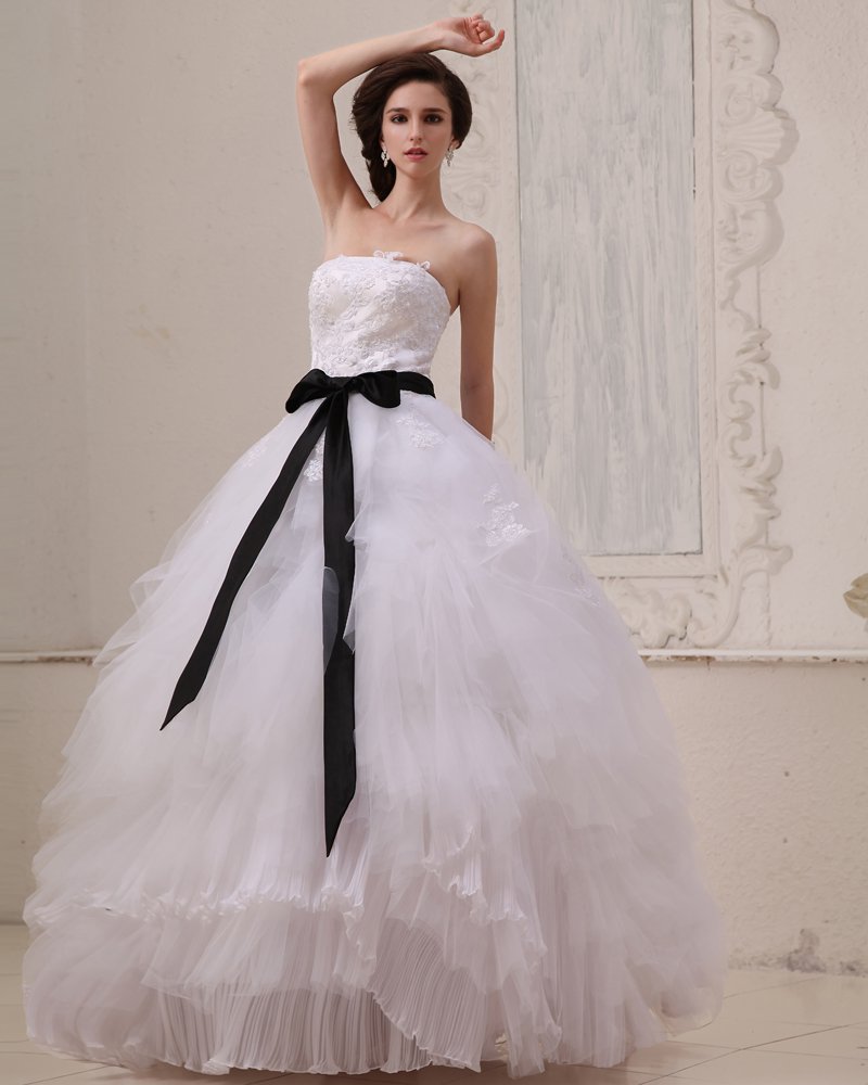 Square Sleeveless Floor Length Permanent Pleat Gauze Ball Gown Wedding Dress