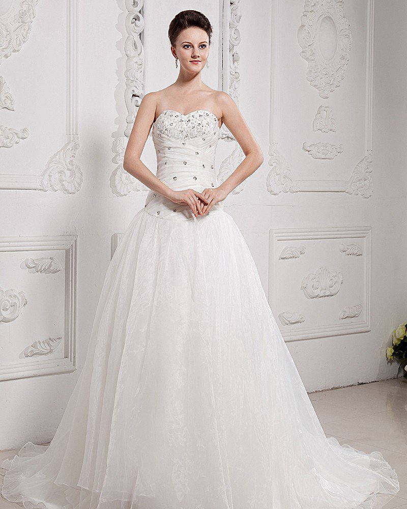 Beading Sweetheart Yarn Chapel Bridal Ball Gown Wedding Dress